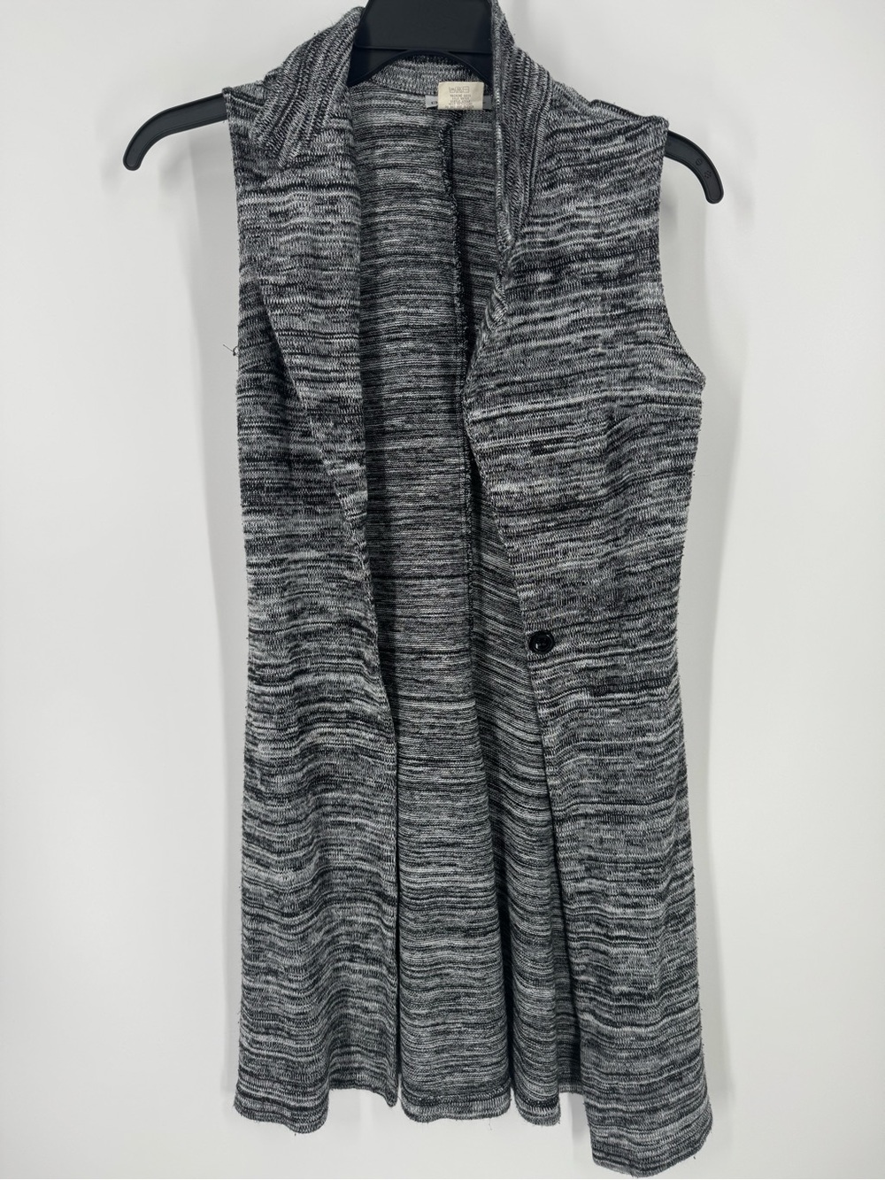 Sleeveless Open Front Knit Vest - Gray Marled